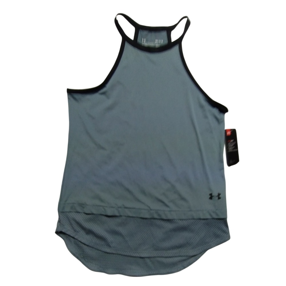 Under Armour Fitted Tank Top HeatGear Athletic Racerback‎ Gray/blue Medium NWT